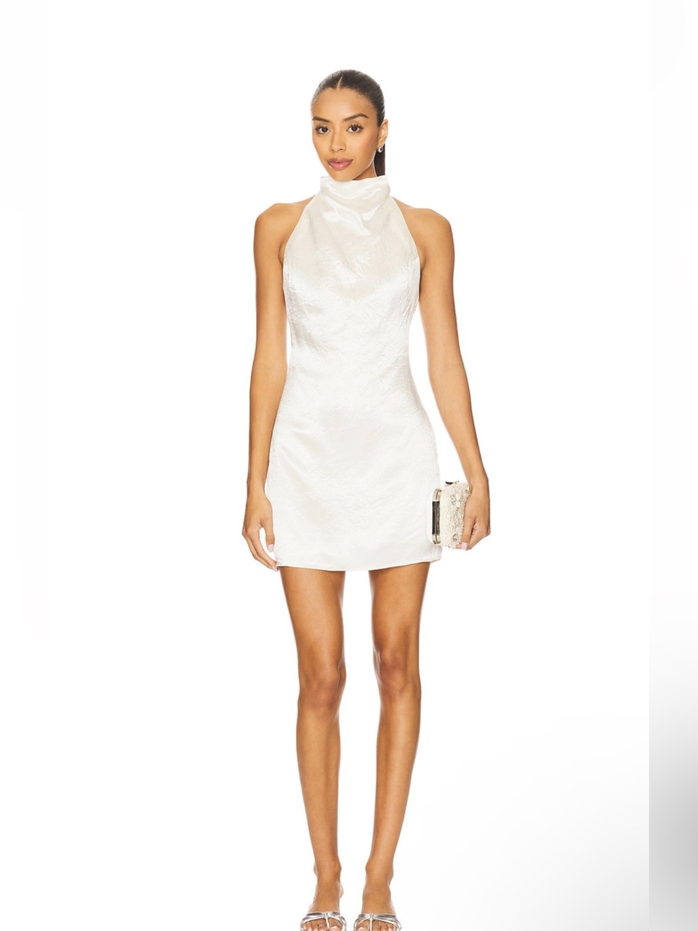 NWOT Amanda Uprichard Ivory Satin Halter Cowl Dress